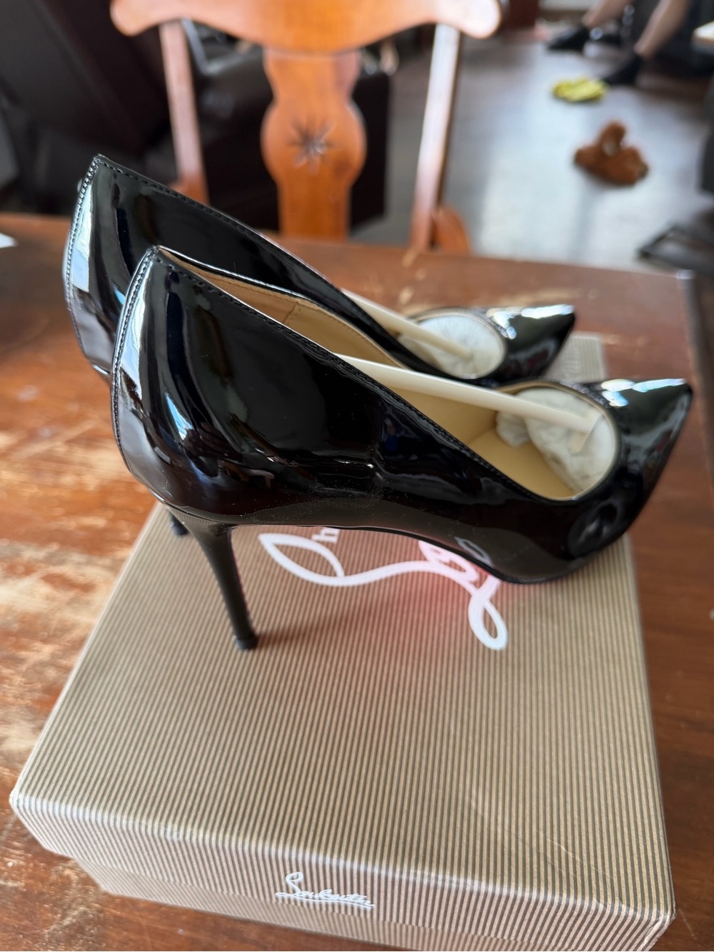 Christian Louboutin Black Patent Leather Pointed Stiletto Pumps